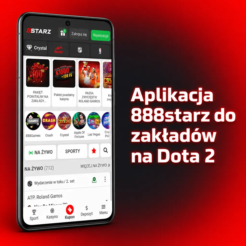 Aplikacja mobilna 888starz do zakładów na Dota 2 z kursami, powiadomieniami push i szybką instalacją na Android i iOS