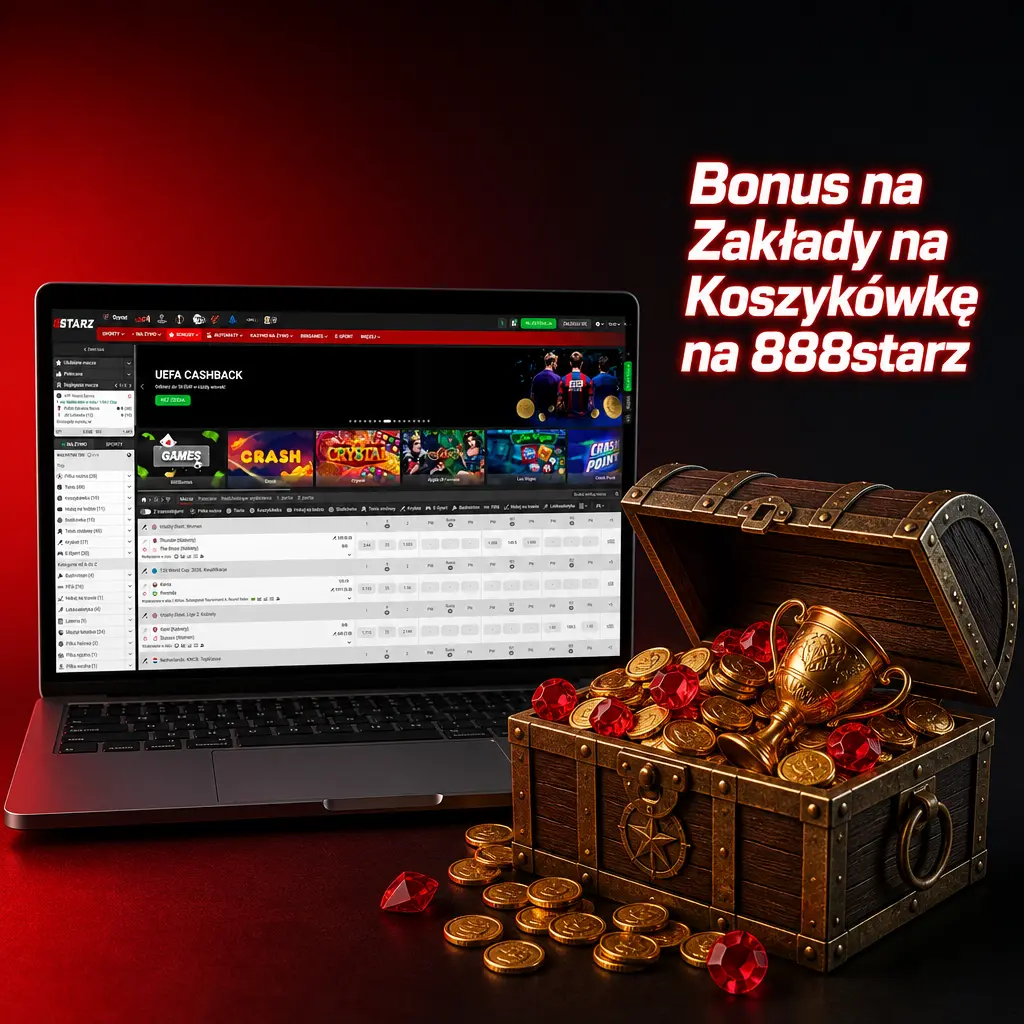 Bonus powitalny do 2300 PLN na zakłady koszykarskie NBA, EuroLeague i PLK w 888starz – pierwsza wpłata podwojona o 100%.