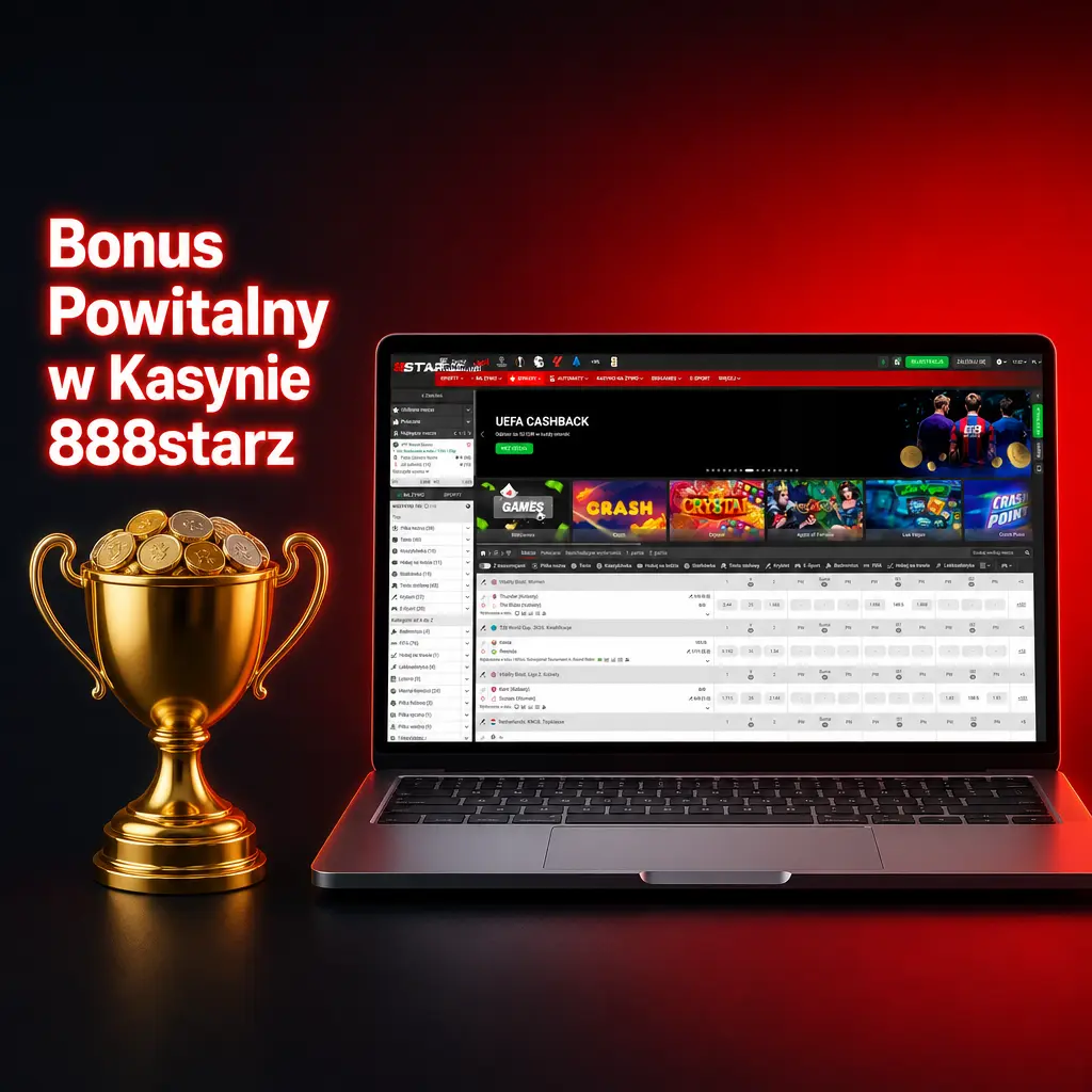 Bonus powitalny 888starz: 200% do 1700 PLN na sport oraz 100% do 6500 PLN plus 150 free spinów na kasyno
