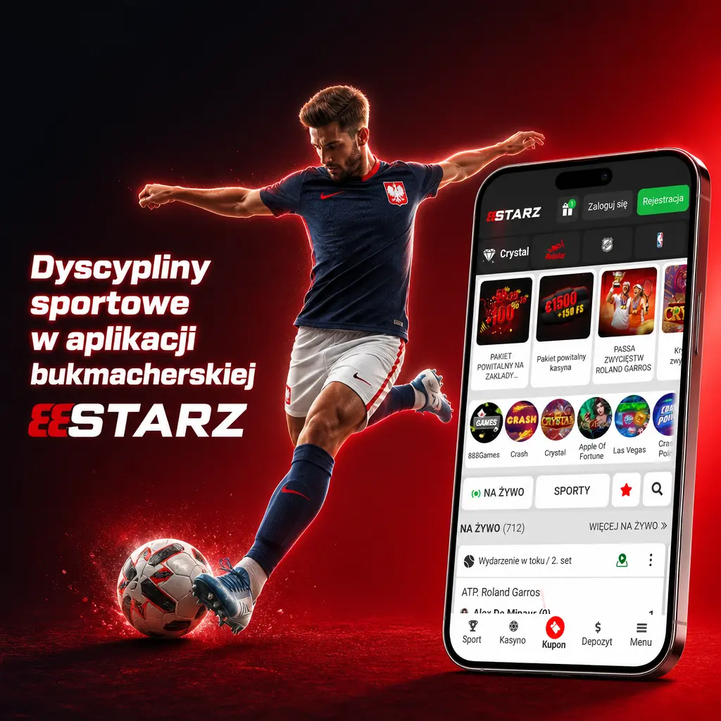 Dyscypliny sportowe i eSportowe w aplikacji bukmacherskiej 888starz – piłka nożna, koszykówka, tenis, hokej i inne zakłady LIVE