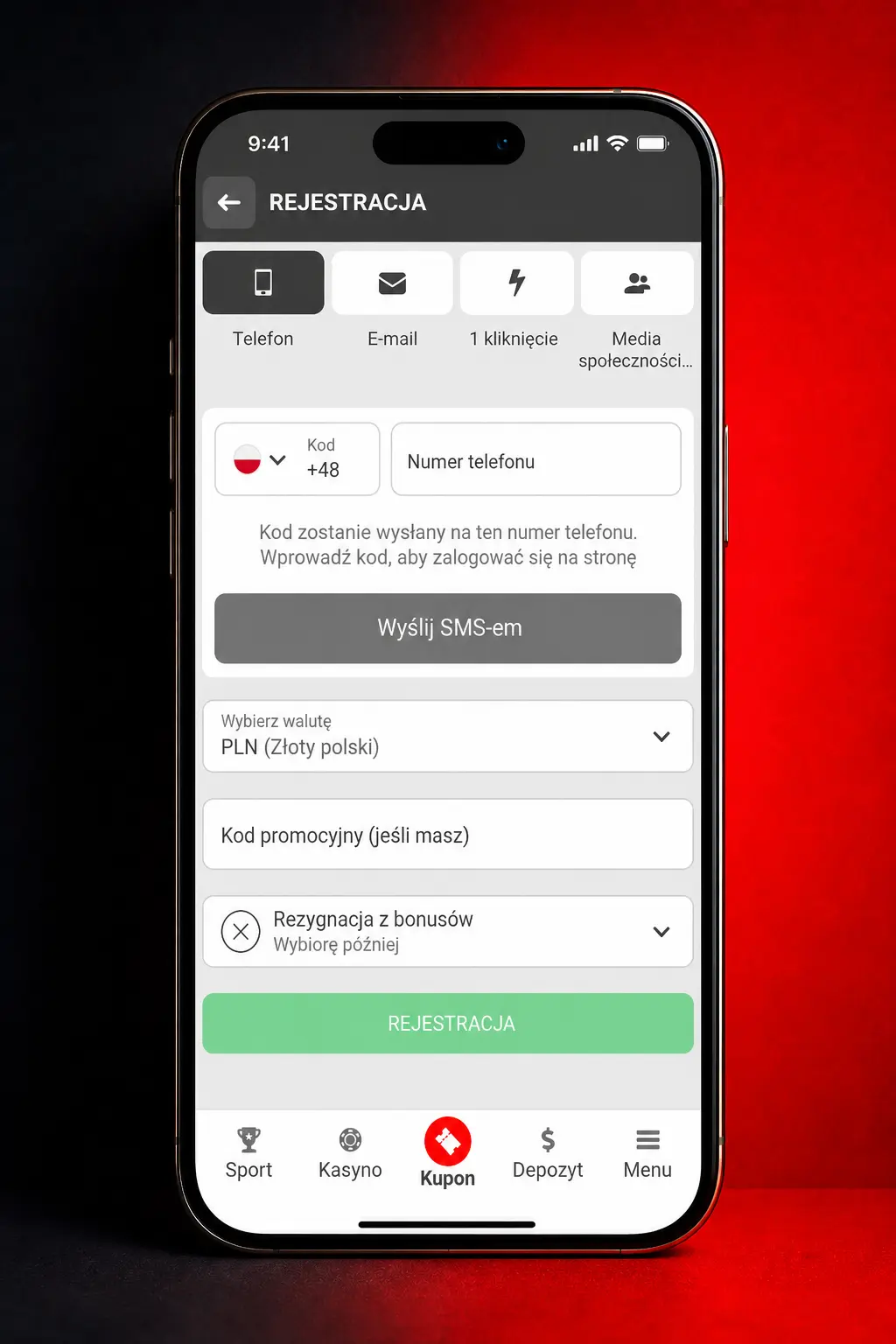Instrukcja krok po kroku odbioru bonusu powitalnego 888starz - rejestracja, wybór bonusu, depozyt i obrót.