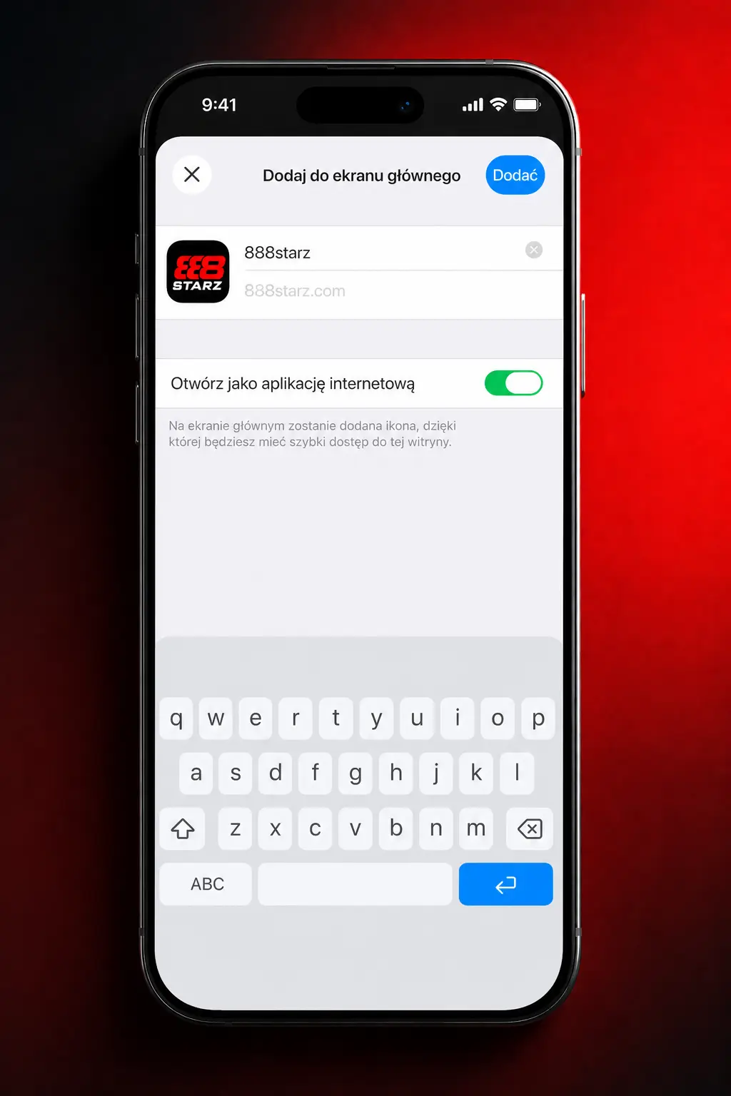 Instrukcja pobierania i instalacji aplikacji 888starz na iOS poprzez Safari i dodanie do ekranu głównego iPhone