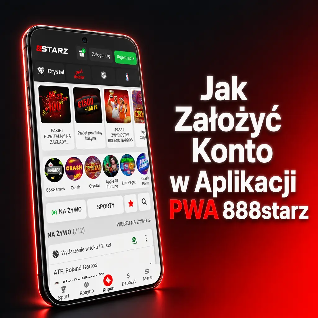 Rejestracja konta w aplikacji PWA 888starz – formularz zakładania konta z wyborem e-maila lub numeru telefonu
