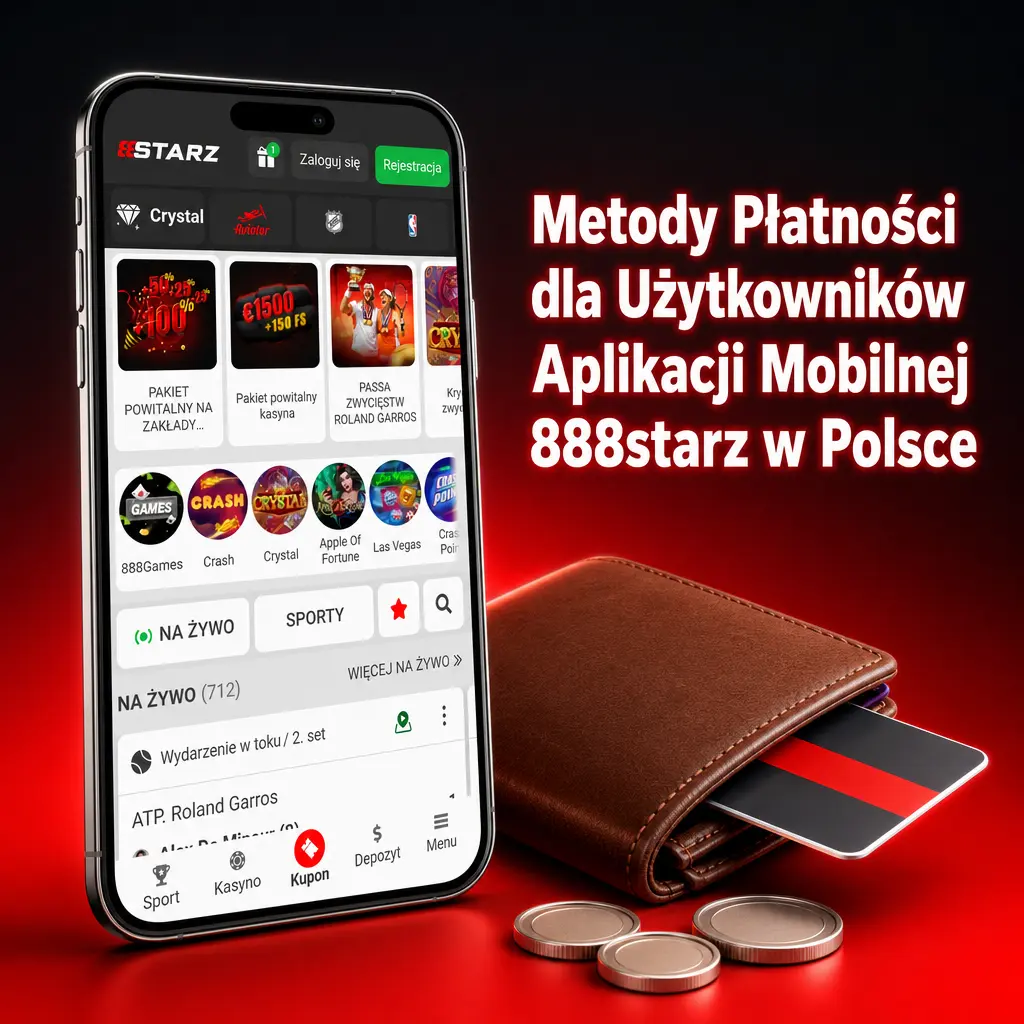 Tabela limitów wpłat i wypłat metod płatności w aplikacji mobilnej 888starz dla polskich użytkowników, w tym BLIK
