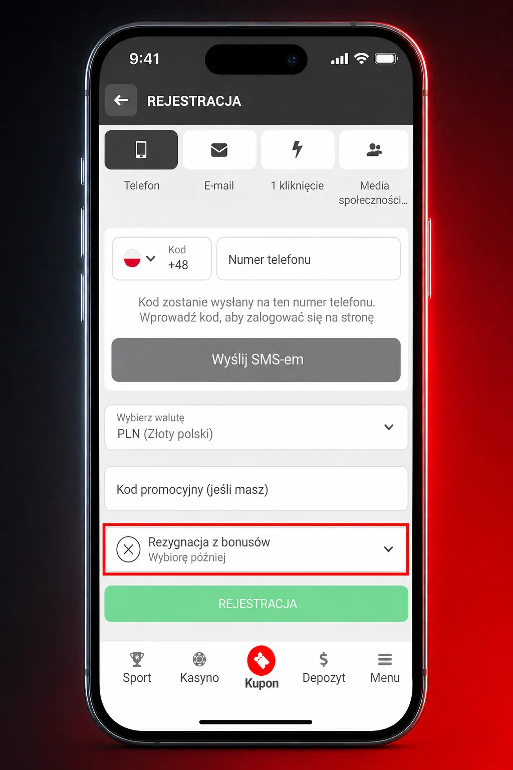 Rejestracja przez aplikację 888starz – formularz zakładania konta w mniej niż 2 minuty